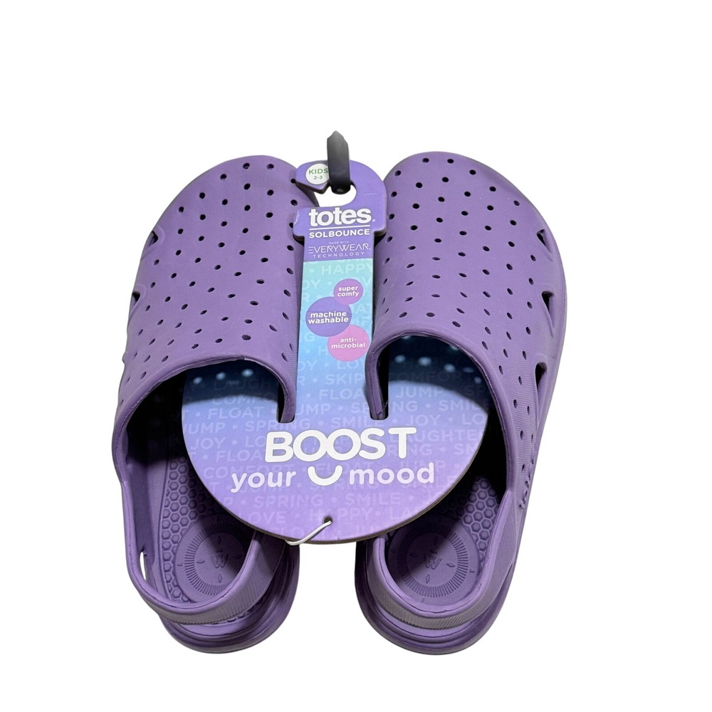 Totes Solbounce Everywear Kids Paisley Purple Clogs Sandals Size 2-3 NEW
